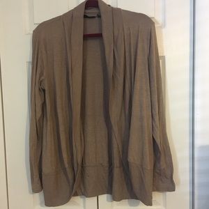 Tan Open Front Long Sleeve Cardigan